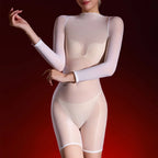 5D 912-Pin Ultrathin Oil Glossy Shaping Bodysuit Sheer Stage Playsuit Leotard