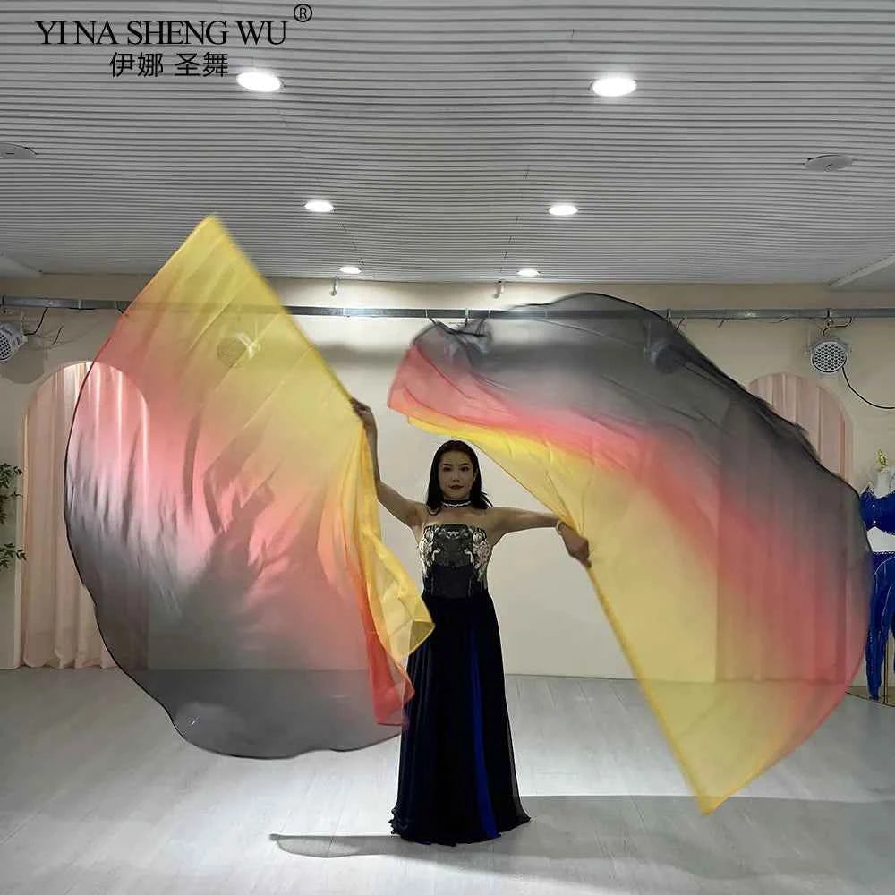 Belly Dance Props 1.9*1.4 Semi-Round Flags Colored Scarves Multi-Color With Telescopic Sticks Stage Performance Accessories New