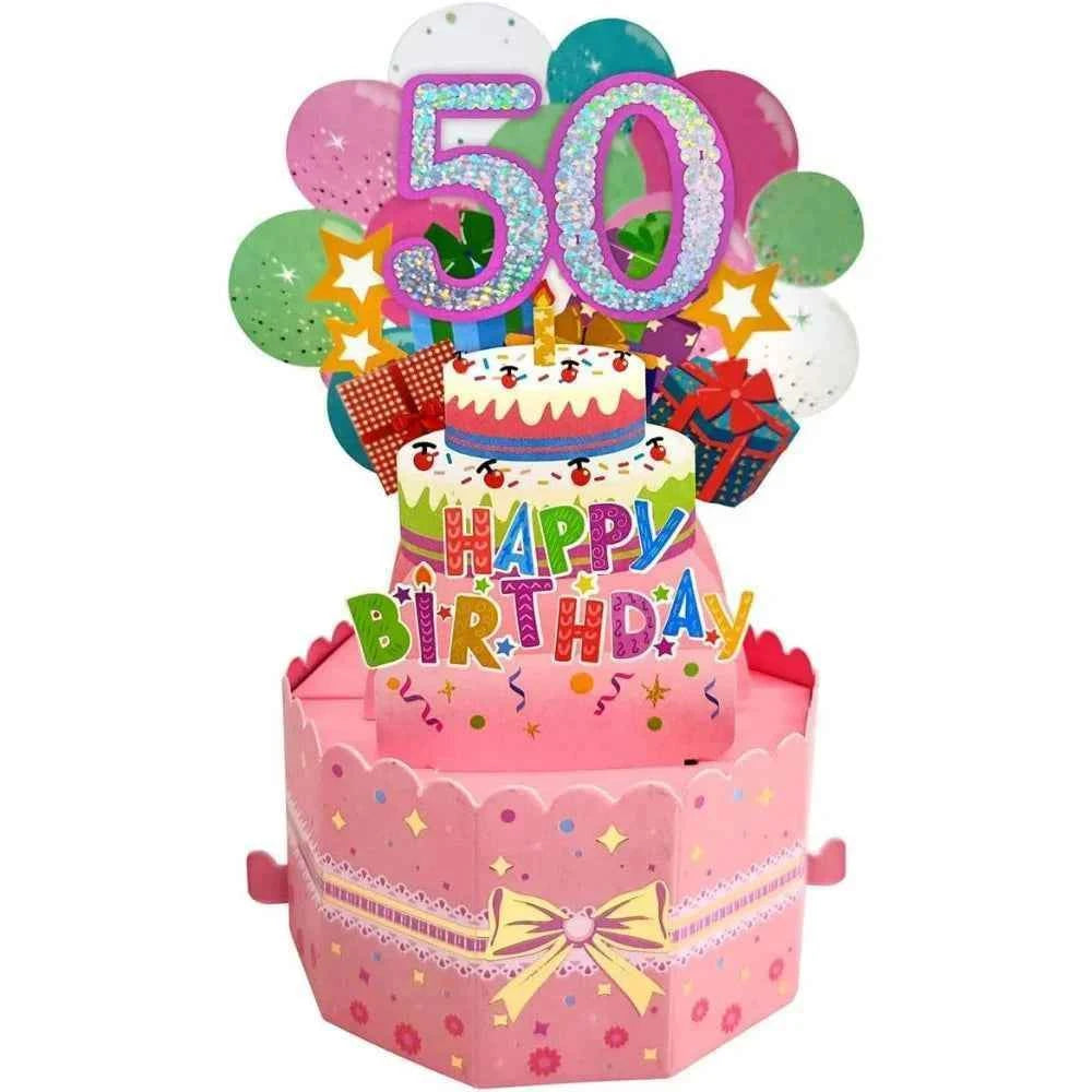 18/30/40/50/60th Happy Birthday Card,Funny Envelope 3D Pop Up Birthday Greeting Card Colorful Flower Birthday Greeting Card