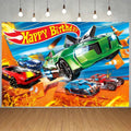 1PC, birthday party background board, hot car birthday party supplies, cartoon car themed birthday party decoration