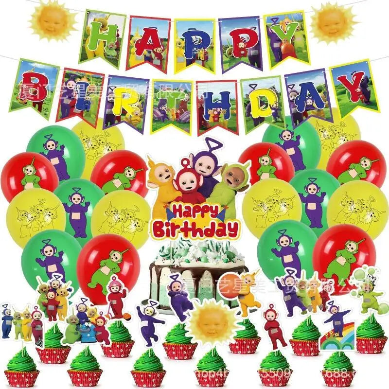 Teletubbies Cartoon Anime Peripheral Birthday Party Balloon Flag Pulling Cute Theme Party Decoration Kids Partys Supplies Gift - Big Tim's Magic Emporium