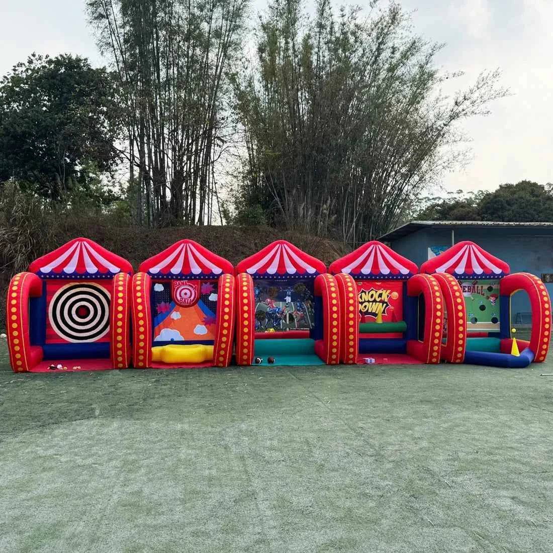 Free air shipping 5 in 1 Inflatable Carnival Bundle Games Soccer Dart Knock Down Ring Ross Game For Kids And Adults Party Game