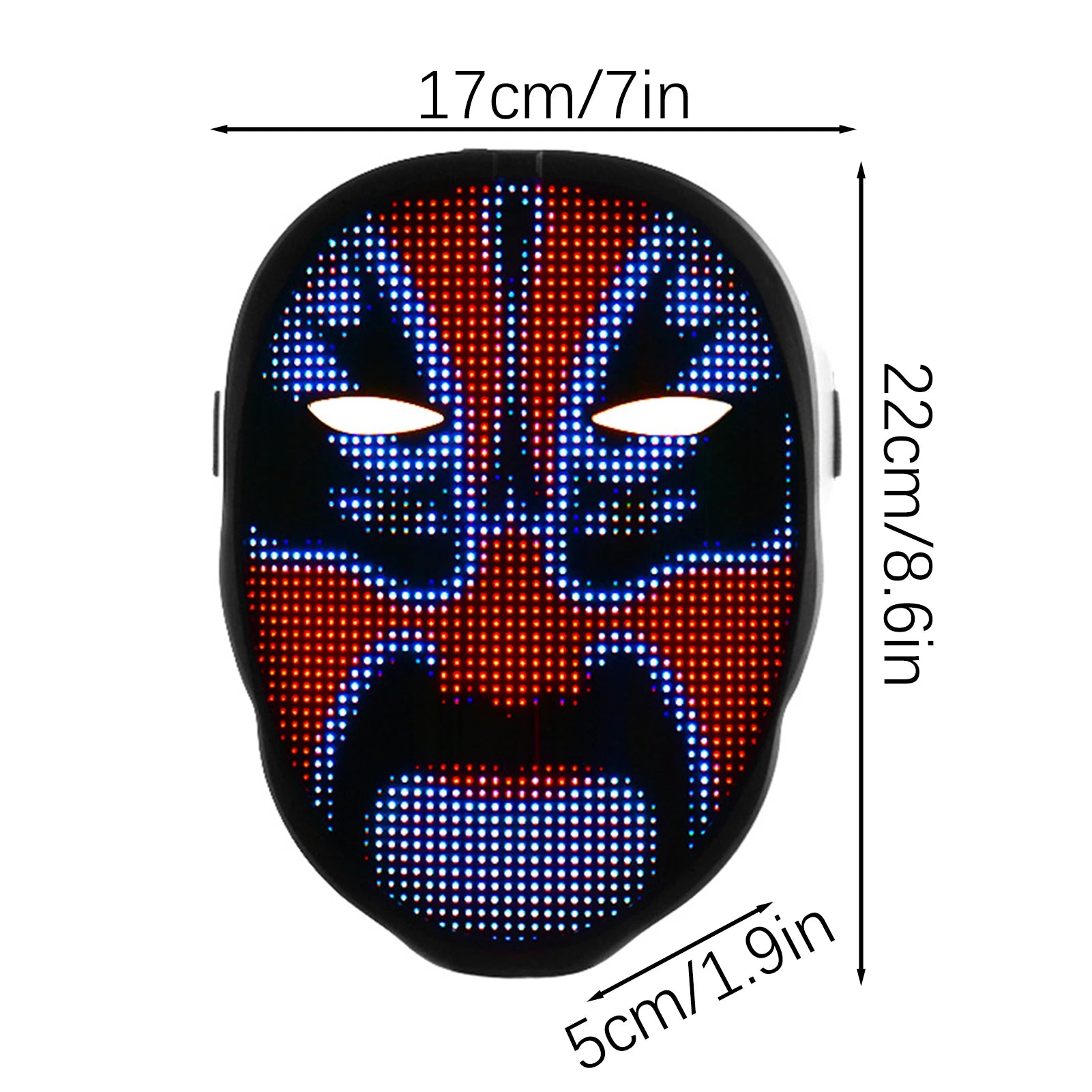 LED Party Mask Bluetooth-connected Programmable USB Charging Glow-in-the-Dark Mask Gestures Sensing Lights Up For Masquerades