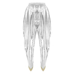 Men's Metallic Shiny Harem Dhoti Pants Gold Brocade Trim Prince Cosplay Costume
