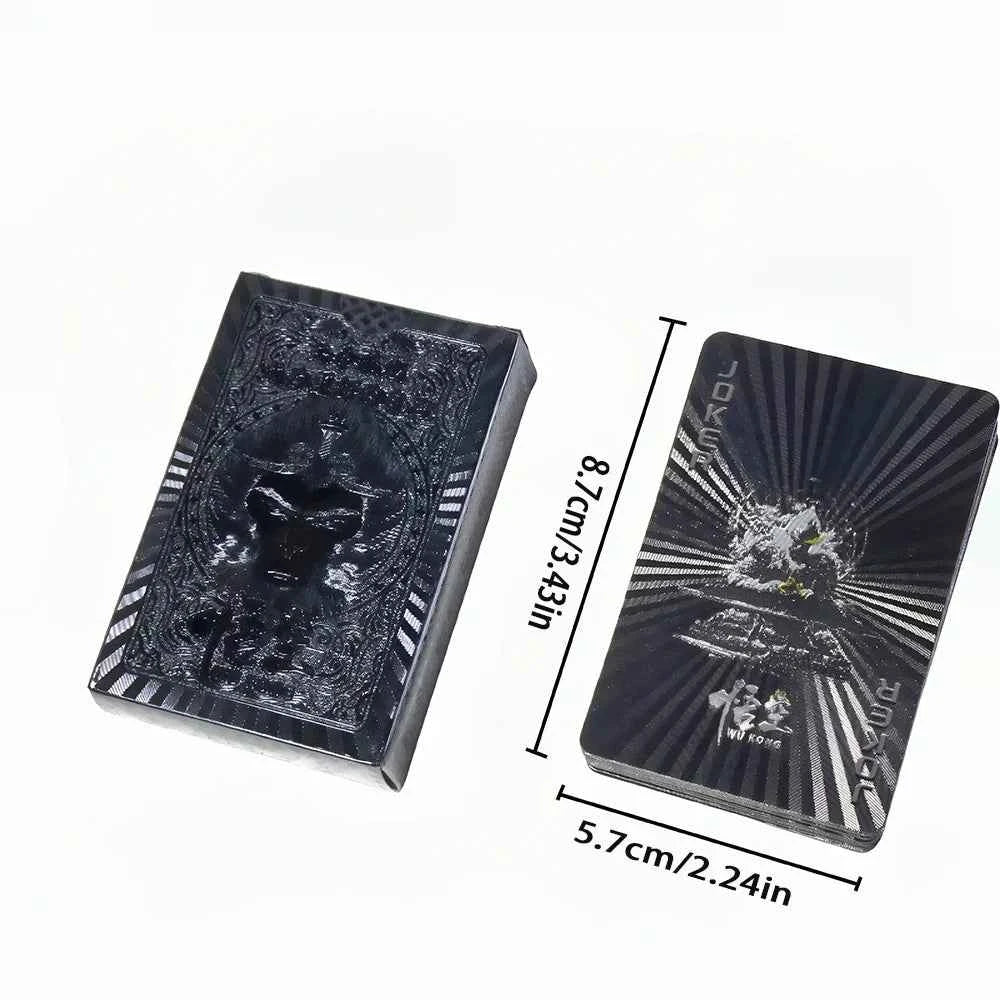 WUKONG Plastic Deck of Cards Easy Shuffling Black Playing Cards Board Game Waterproof Poker Cards for Entertainment