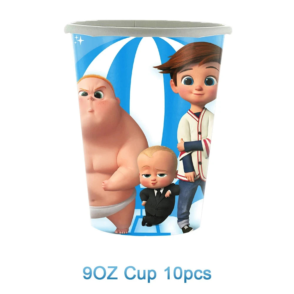 Cartoon Bossed Baby Newborn 1st Birthday Party Decorations Cute Balloons Plates Banner Tableware Set for Kids Party Favors Gifts