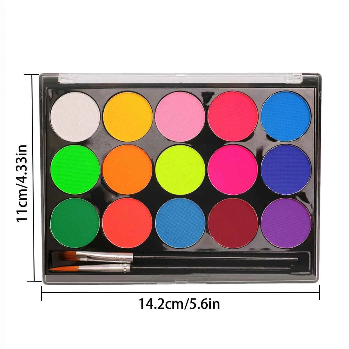 15-Color Uv Fluorescent Water-Based Face Paint Set, Body Painting, Easy to Apply, Easy to Wash Off, for Artistic Parties, Halloween, Carnival, Rainbow Role-Playing, Body Graffiti