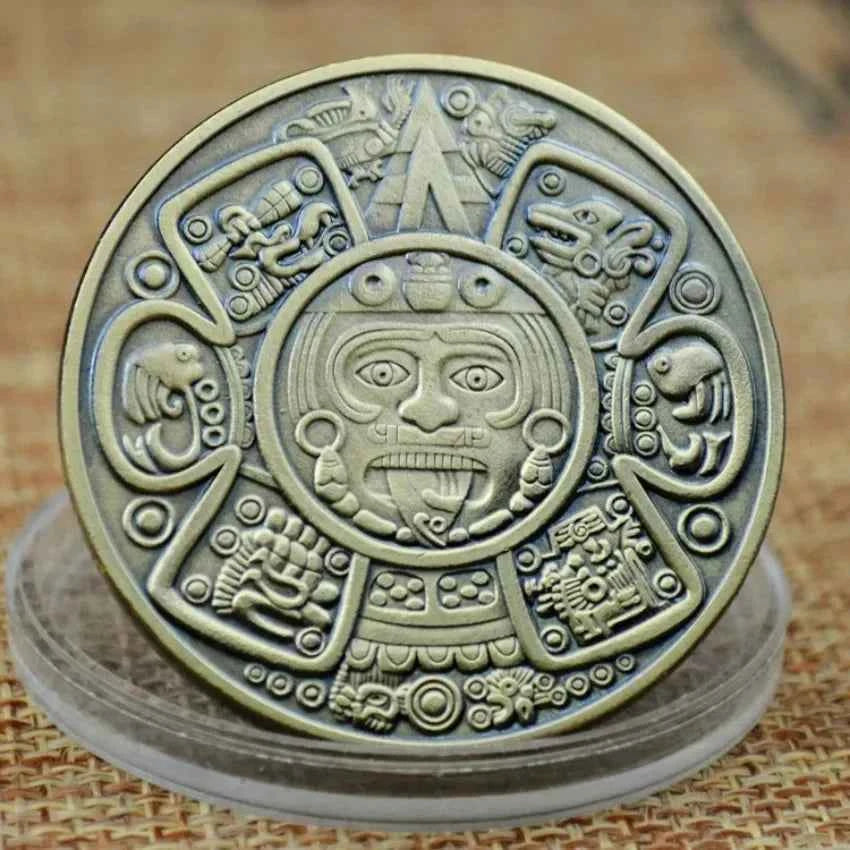 Souvenir Coin  Ancient Bronze Platted Mysterious Collectibles Coin Mexico Mayan Commemorative Coin