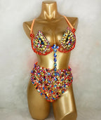 Sparkly Samba Carnival AB Crystal Wire Bra & High-Waisted Panties Costume Set