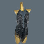 Crystal Sequin Tassel Bodysuit Dance Performance Stage Costume Leotard