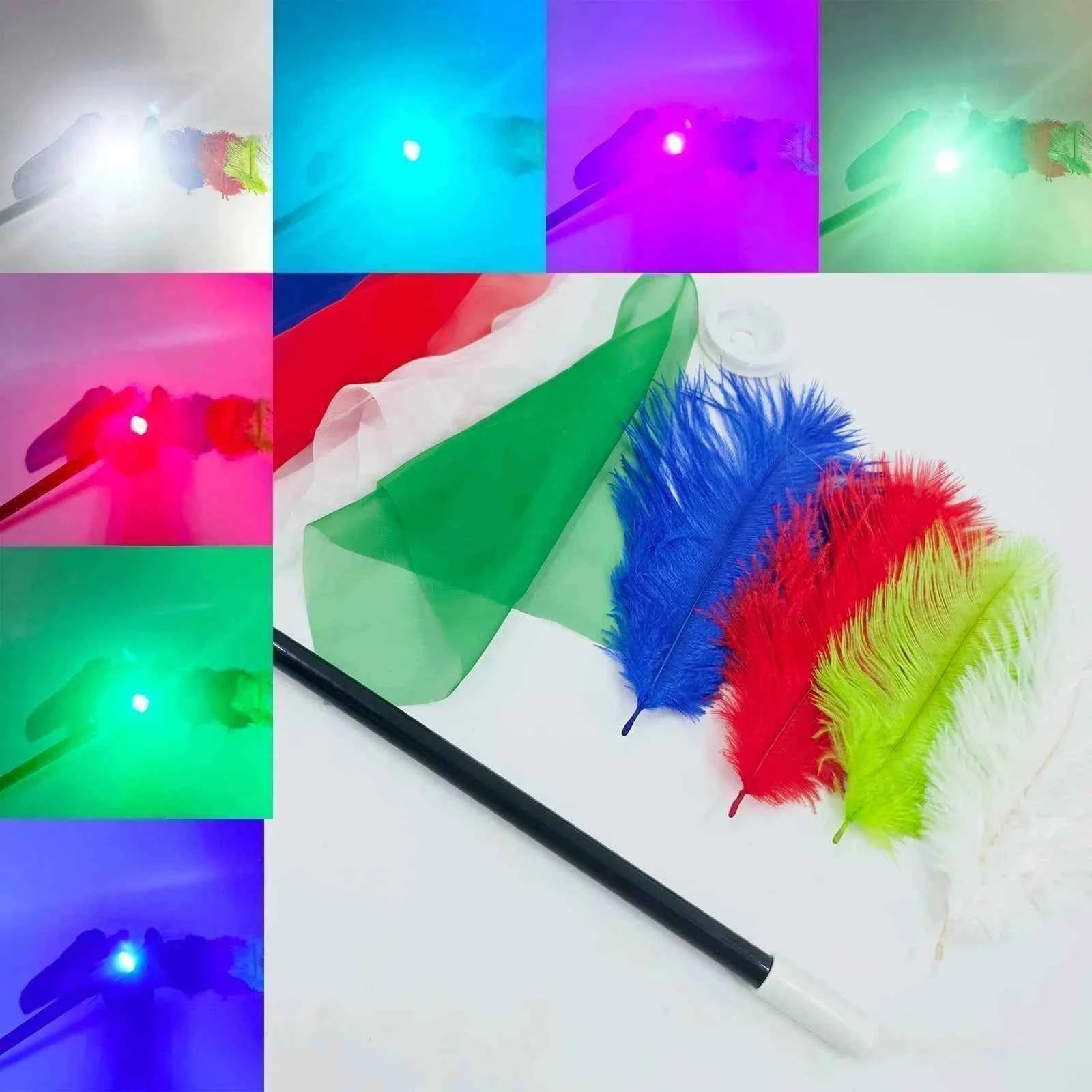 Multi-Purpose Light Up Wand Magic Tricks 7 Colors Change Produce Feathers/Silk Stage Party Illusions Gimmicks Mentalism Props