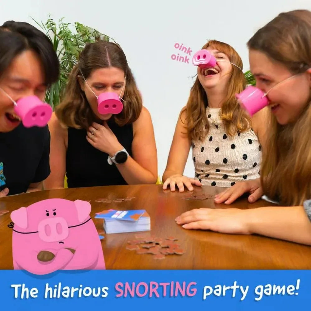 Party Game Provides Fun Snorts Board Games 5 Toy Pig Noses and Challenge Cards for Family and Friends - Big Tim's Magic Emporium