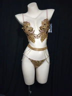 Sparkly Crystal Rhinestone Diamond Bra & Bikini Set Stage Costume