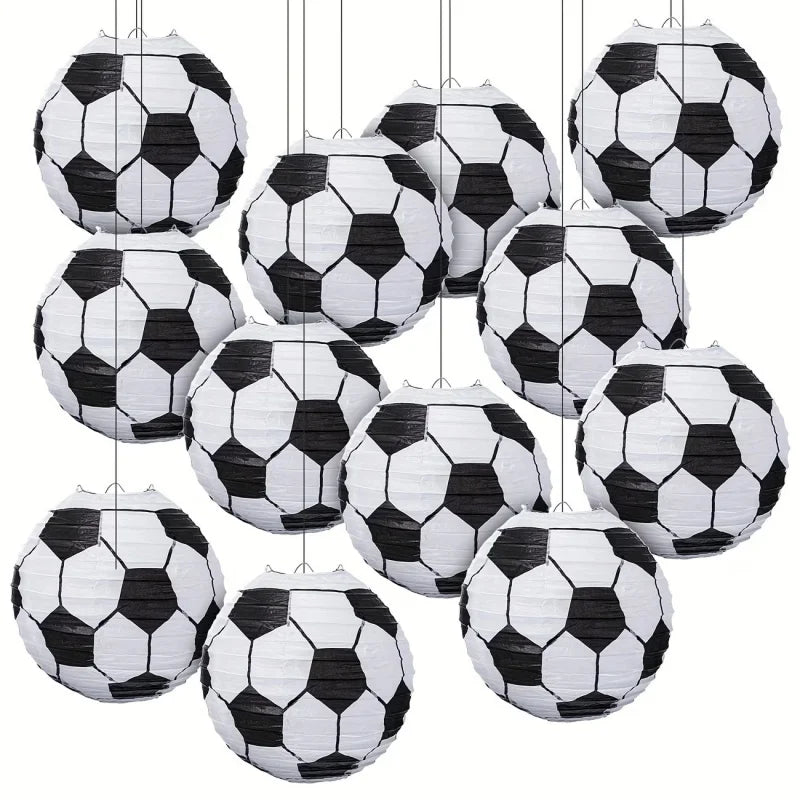 Soccer Party Paper Lanterns ,Iron Frame, Perfect for Sports Themed Birthday Decorations and Table Centerpieces, Halloween Decor - Big Tim's Magic Emporium