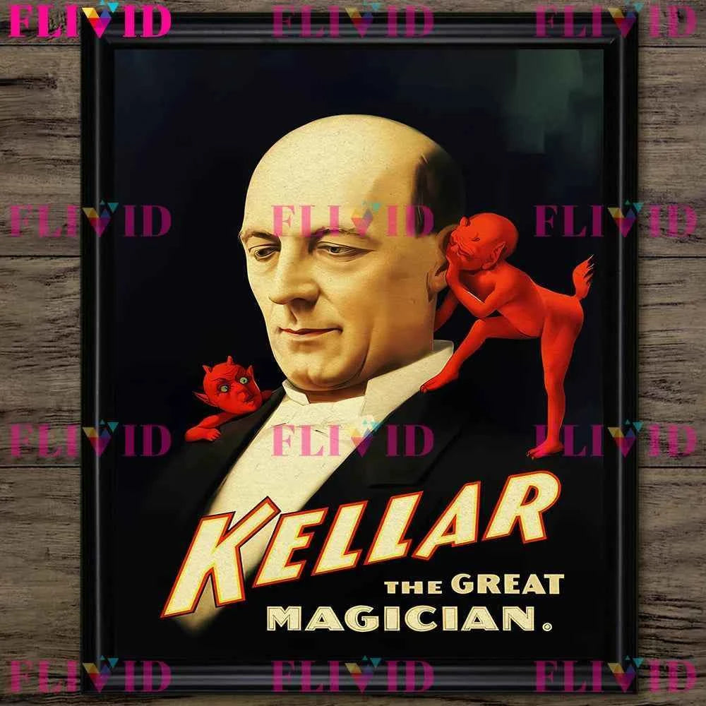 Whispers Of The Devil And The Magician Vintage Wall Art Canvsa Painting,Magician Promotional Vintage Poster And Print Home Decor