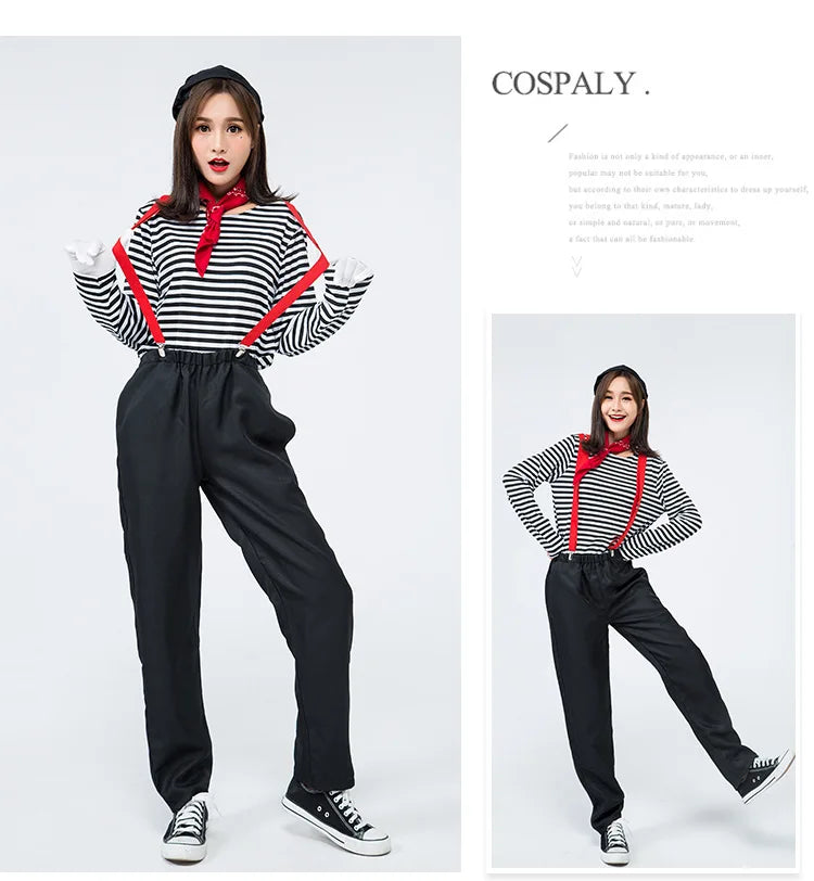 Mime Actors, Couples, Clown Costumes, Men and Women's Game Costumes, Japanese Halloween Comical Performance Costumes, JUPAOPAO - Big Tim's Magic Emporium