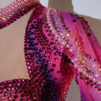 Luxury Pink Rhinestone long sleeve bodysuit Dancer Stage Wear Perform Show Girl Sheer Drag Queen Outfit Bar Nightclub