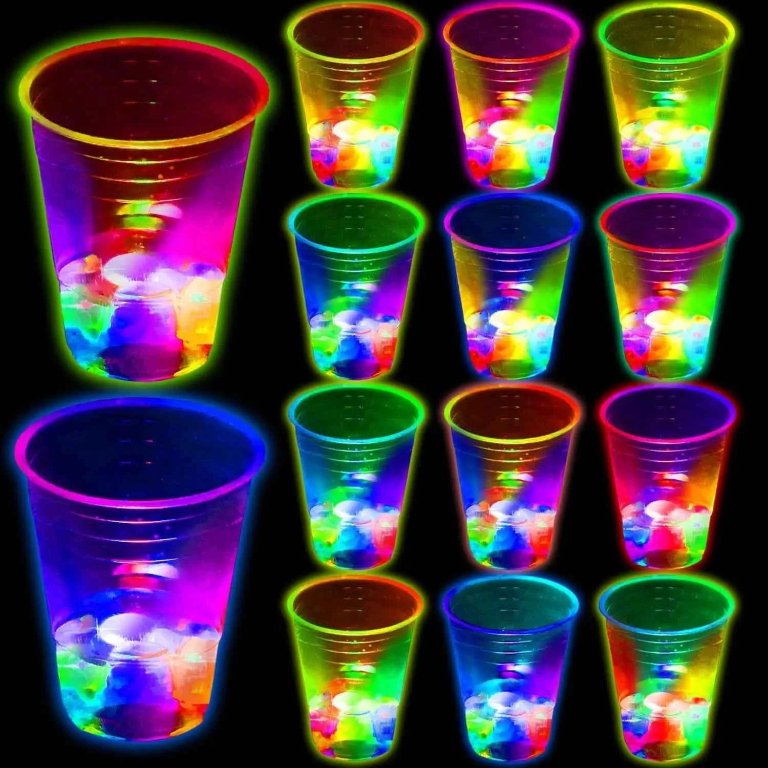 LED Glowing Party Cups Light Up Flashing Plastic Cup for Night Club Rave Wedding Birthday Event Favor Decoration Supplies Bulk
