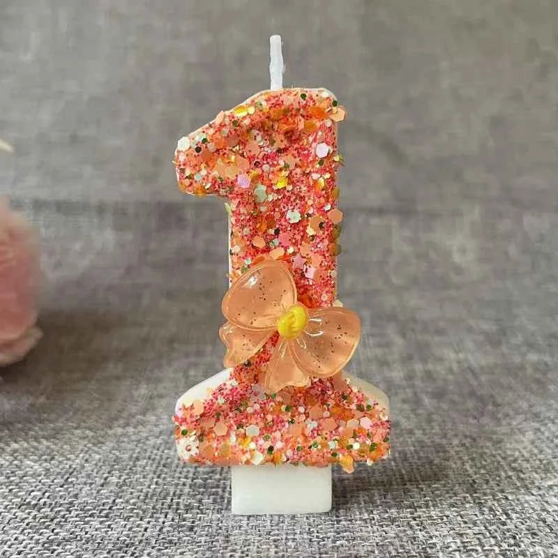 Birthday Candle Bow Orange Creative Ceremony Surprise Digital Decoration Candle Flower Style