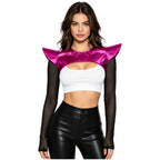 Metallic Shoulder Armor Shrug Crop Top & Sleeves Futuristic Pauldron Stage Costume
