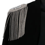 Rhinestone Tassel Chain Epaulette Shoulder Pad Applique