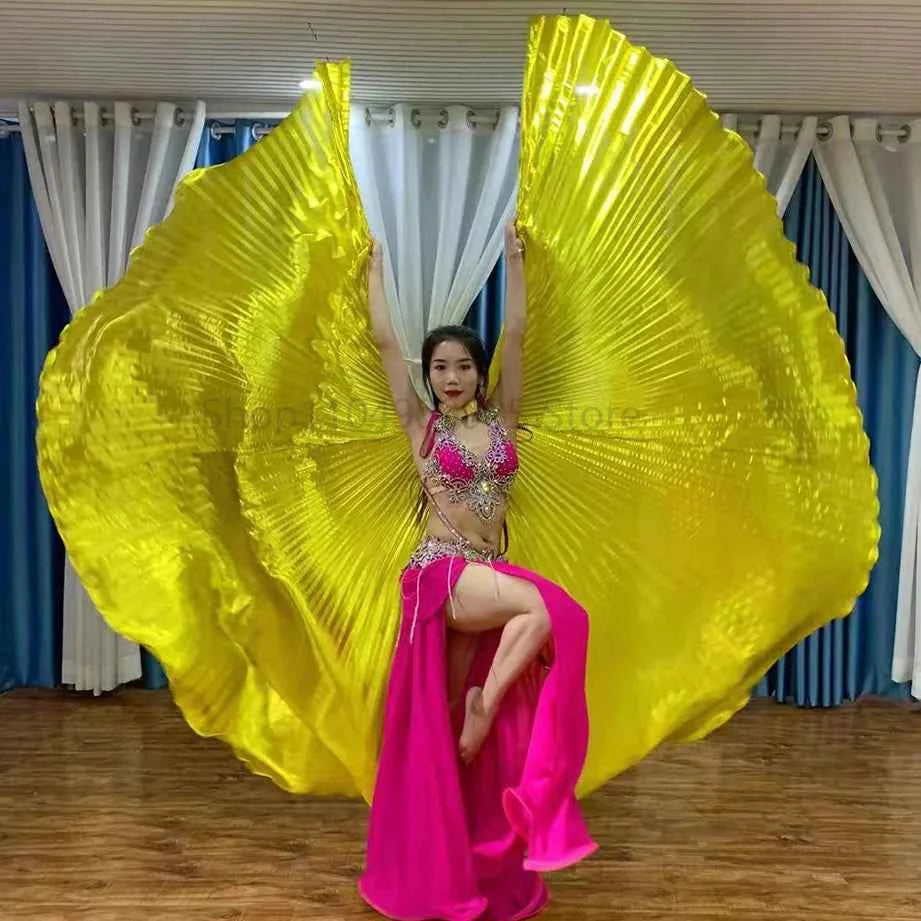Oriental Style Dance Accessories Stage Performance Props Egyptian Wings 300 Degrees Belly Dance Isis Wings with Sticks