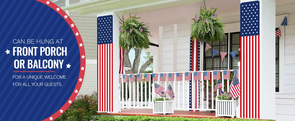 Fourth of July Outdoor Decorations - Hang American flag banners Stars and Stripes porch signs - Patriotic Memorial Day