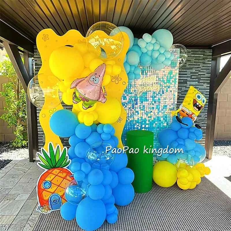 Cartoon SpongeBob Party Balloon Garland Kids Cartoon Birthday Party Decor Supplies  SpongeBob Ball Foil Balloons