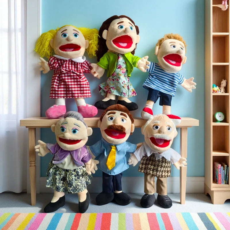 Family Hand Puppets – 38cm Plush Character Puppets for Storytelling & Role Play - Big Tim's Magic Emporium