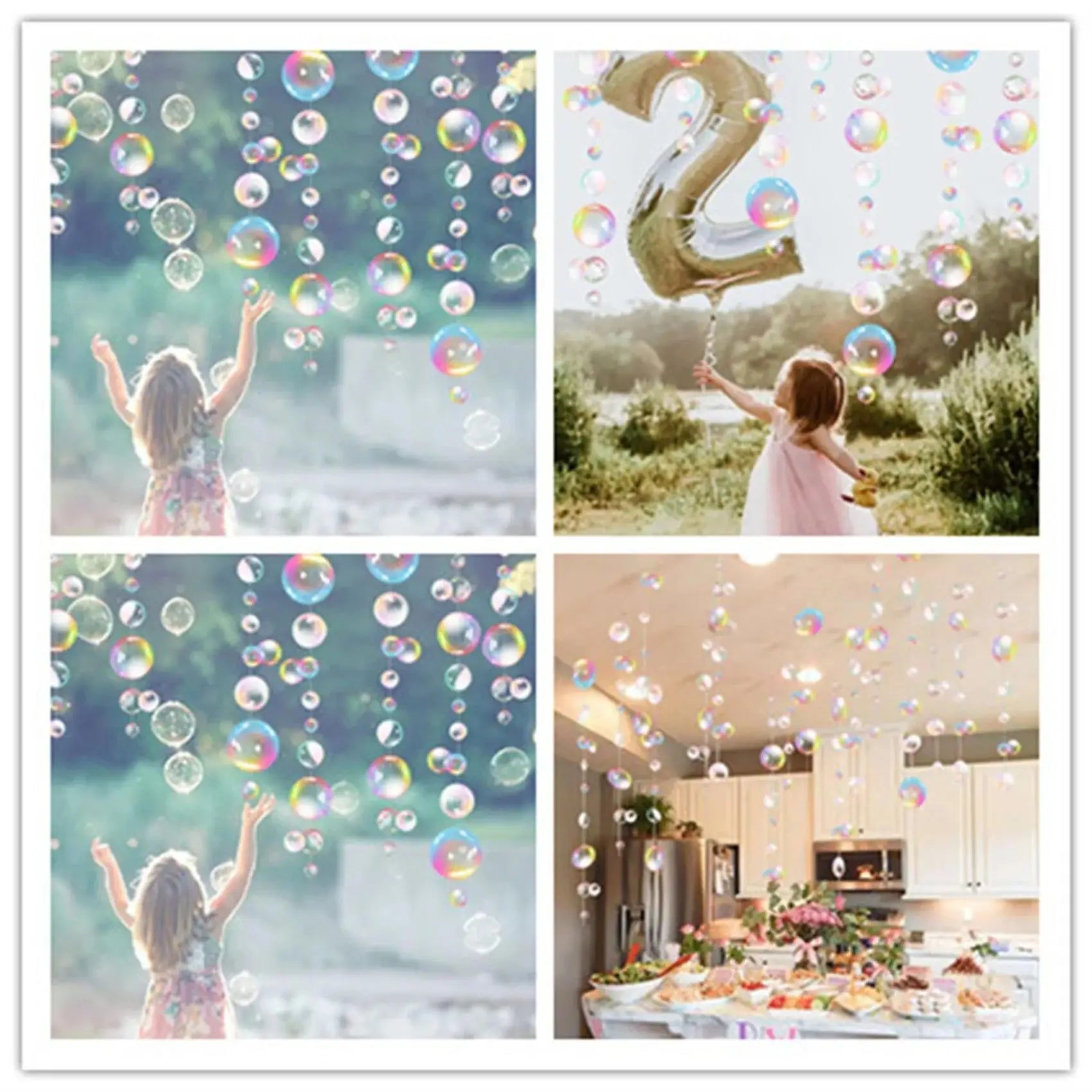 Practical Under The Sea Party Decorations Colorful Bubble Garlands Ocean Themed Circle Hanging Banner Mermaid Birthday Favor