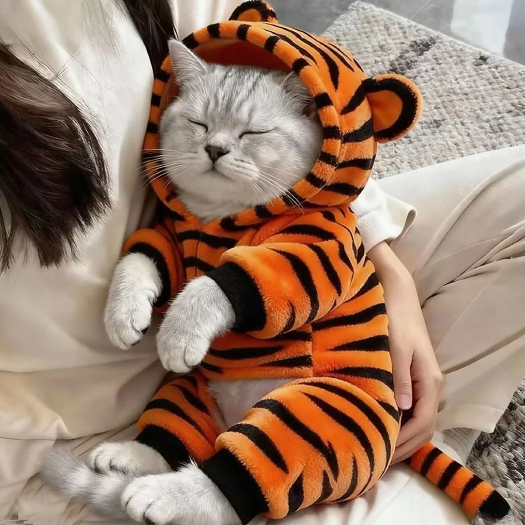 Autumn Winter Pet Costume Sets Cat & Dog Tiger Transformation For Warmth Four-legged clothing Teddy, Chihuahua, Bulldog Outfits.