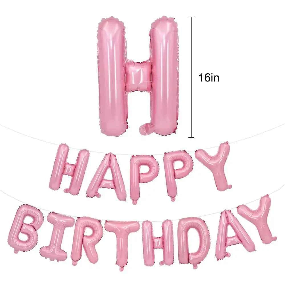 Gold Blue Happy Birthday Balloon 16Inch Foil Letters Birthday Sign Banner Bunting for Girls Boys Kids Adults Birthday Decoration