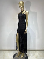 Double-Layer Fringe Bandage Ankle-Length Evening Gown & Gala Dress