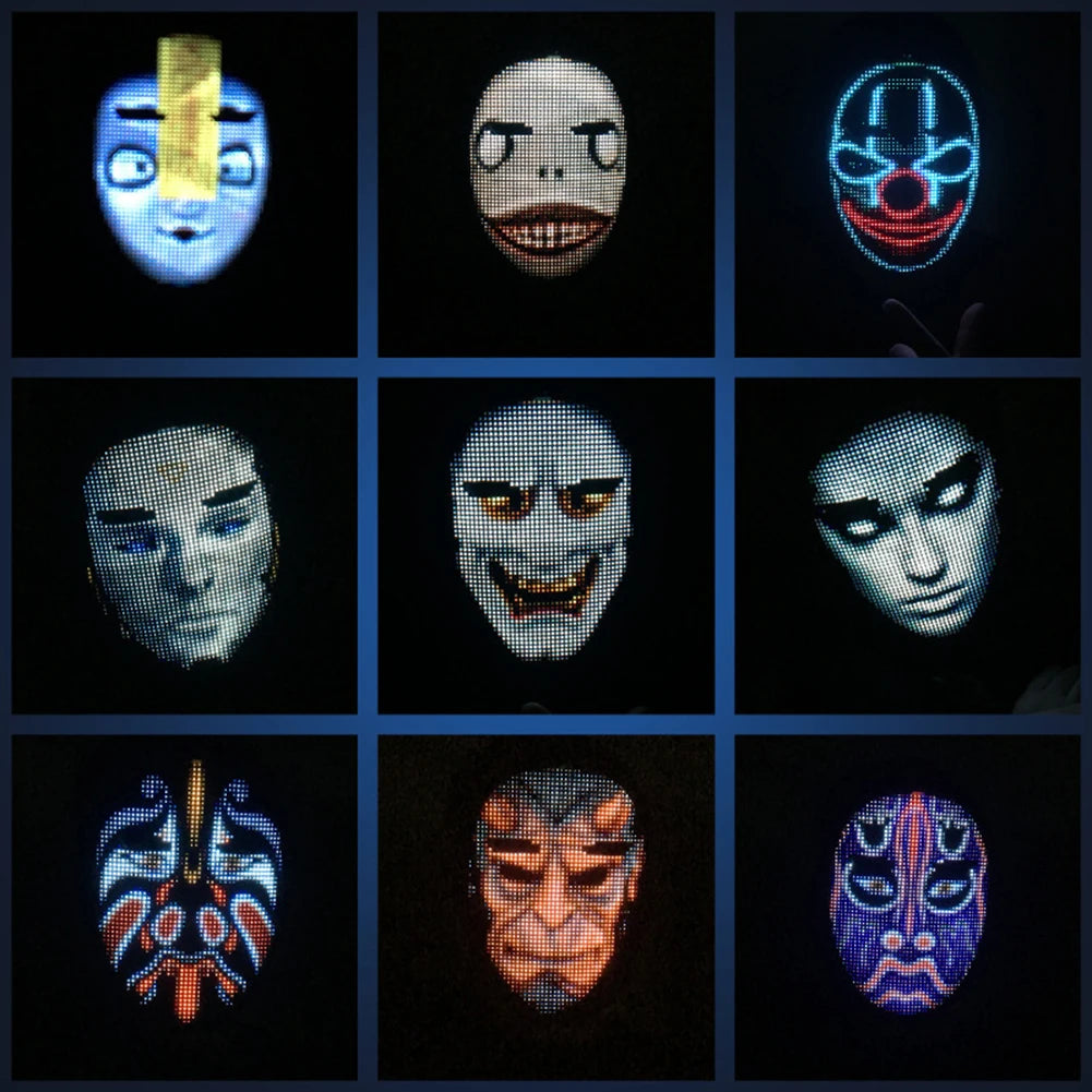 LED Party Mask Bluetooth-connected Programmable USB Charging Glow-in-the-Dark Mask Gestures Sensing Lights Up For Masquerades - Big Tim's Magic Emporium