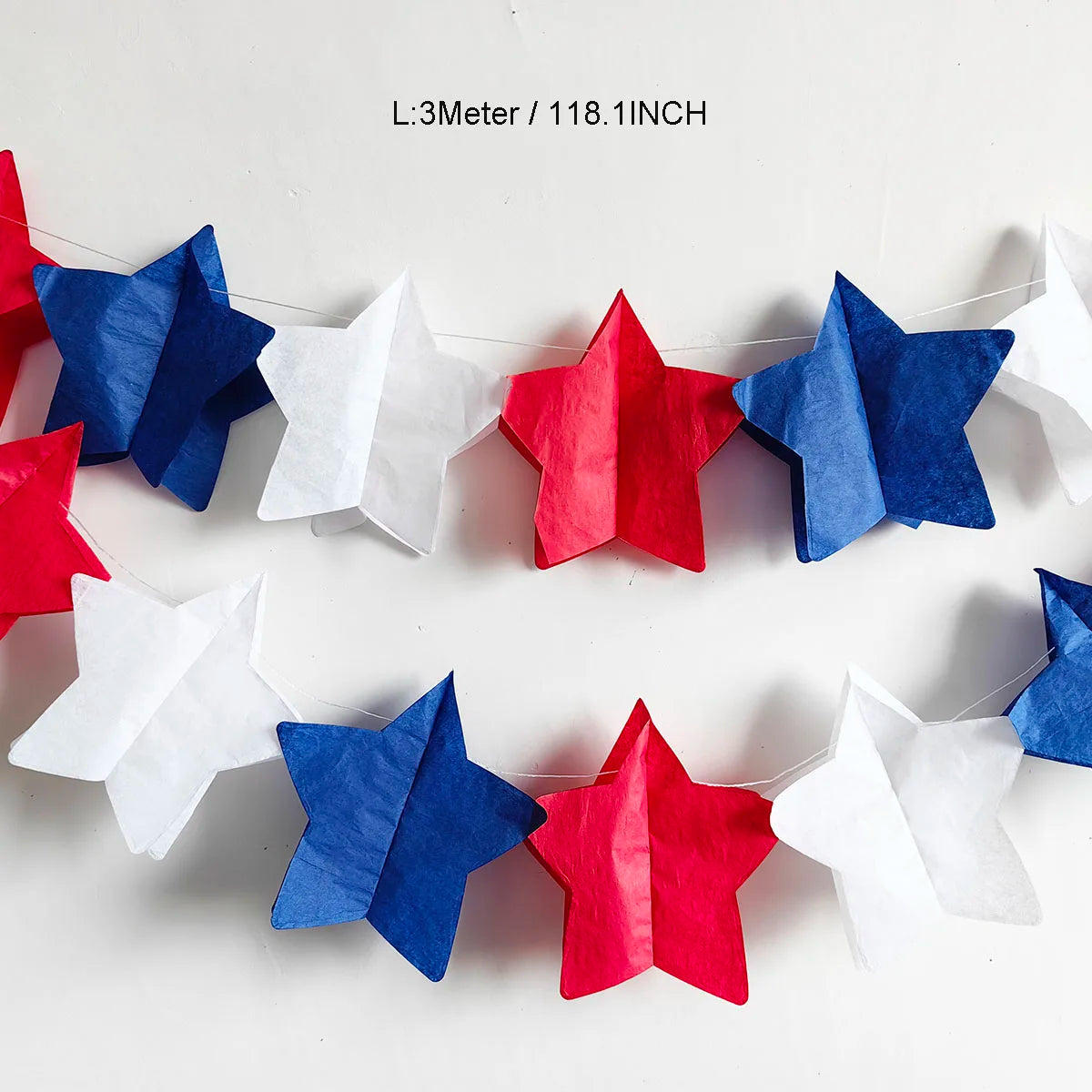 1PCX3Meter Red Blue White Paper Garland Fourth of July USA America Independent Day Celebration Decor Party Hanging Decoration f