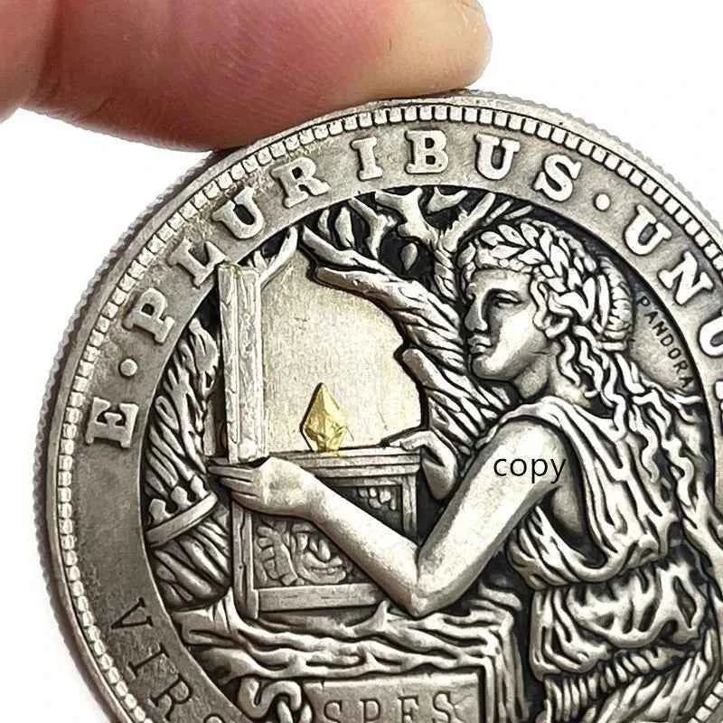 Mechanism Movable Coin Hobo Nickel Pandora`s Box Morgan Dollar Roman Booteen Amazing Art Creative Gift