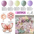 107Pcs Butterfly Daisy Balloon Garland Kit Twilight Green Purple Balloon Birthday Wedding  Party Decoration Baby Shower Supplies