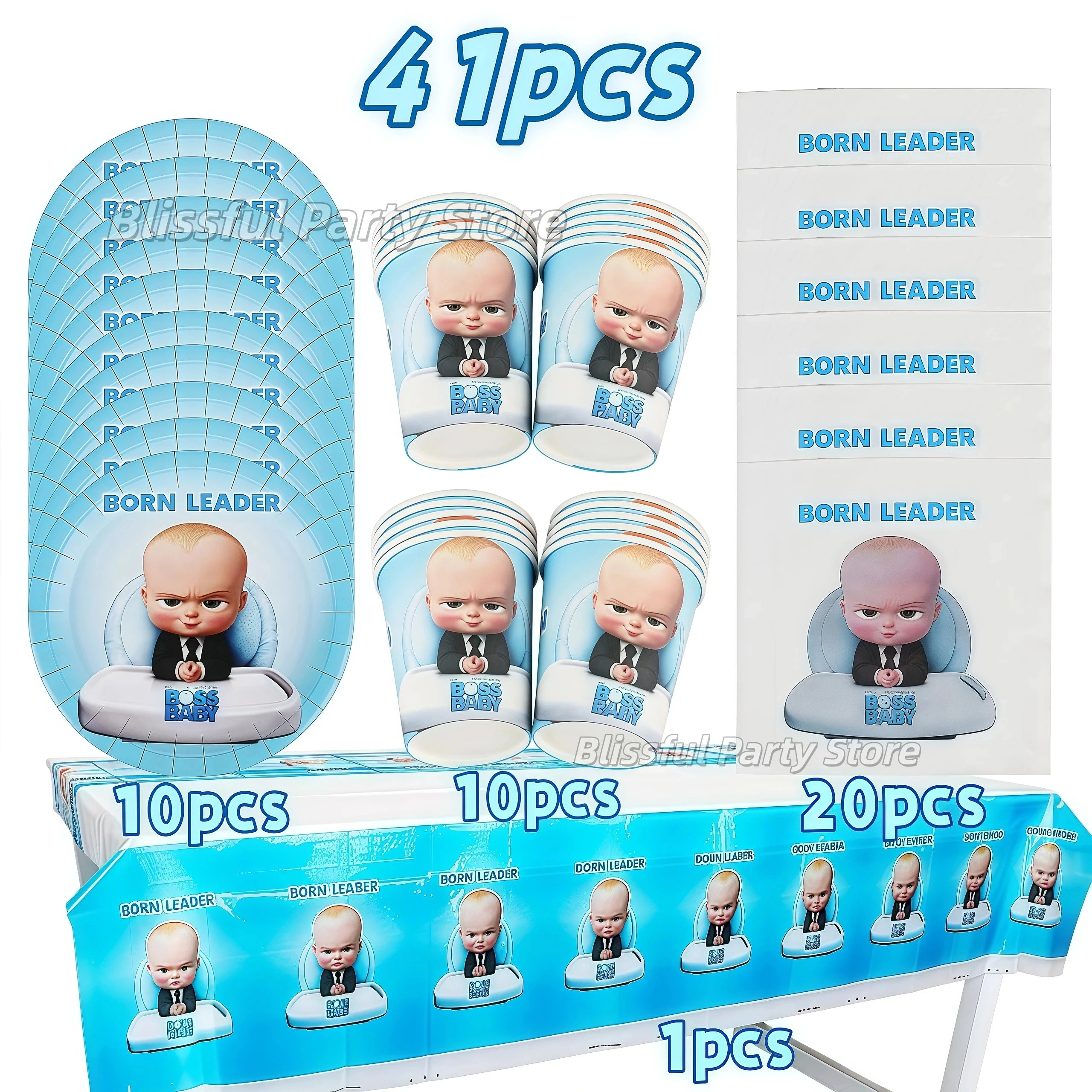 Cartoon Bossed Baby Newborn 1st Birthday Party Decorations Cute Balloons Plates Banner Tableware Set for Kids Party Favors Gifts