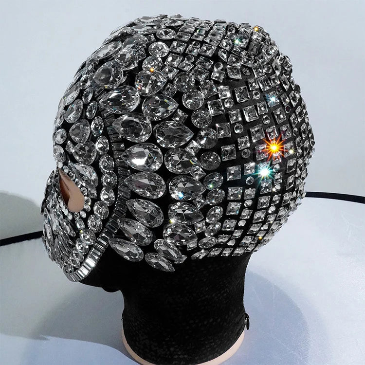Super Shiny Rhinestone Full Face Headwear Mask
