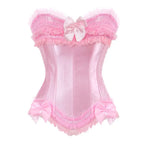 Lace Overlay Boned Overbust Corset Bustier Top Plus Size Body Shaper