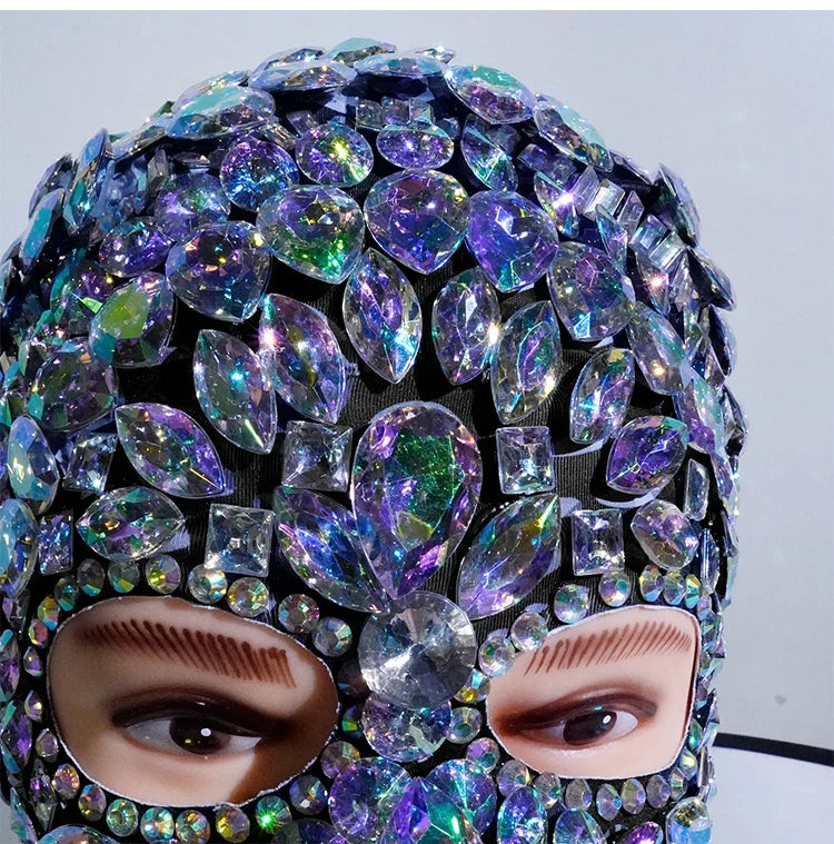 Super Shiny Rhinestone Full Face Headwear Mask