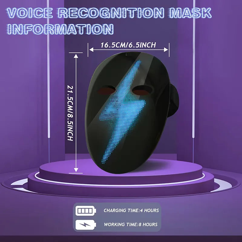 HD Luminous LED Mask with Voice Recognition Gesture Sensing Support Video Animation Programmable App Light up Mask - Big Tim's Magic Emporium