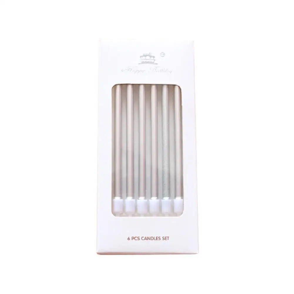 6pcs/Kit Birthday Cake Candles Gold Silver Candles Cupcake Decoration Baby Shower Wedding Party Decorative Candle Toppers