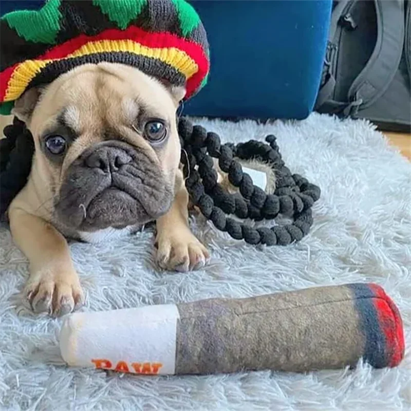 Funny Interactive Dog Toys Cigar Design Plush Squeaky Pet Toys Grinding Teeth Creative Chew Cool Stuffed Gifts for Dog Birthday - Big Tim's Magic Emporium