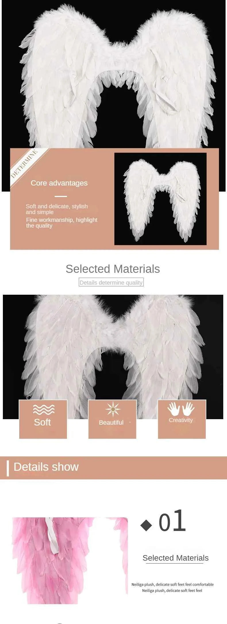 Stage performance decoration props angel feather wings Halloween festive atmosphere party costume cosplay props adults children