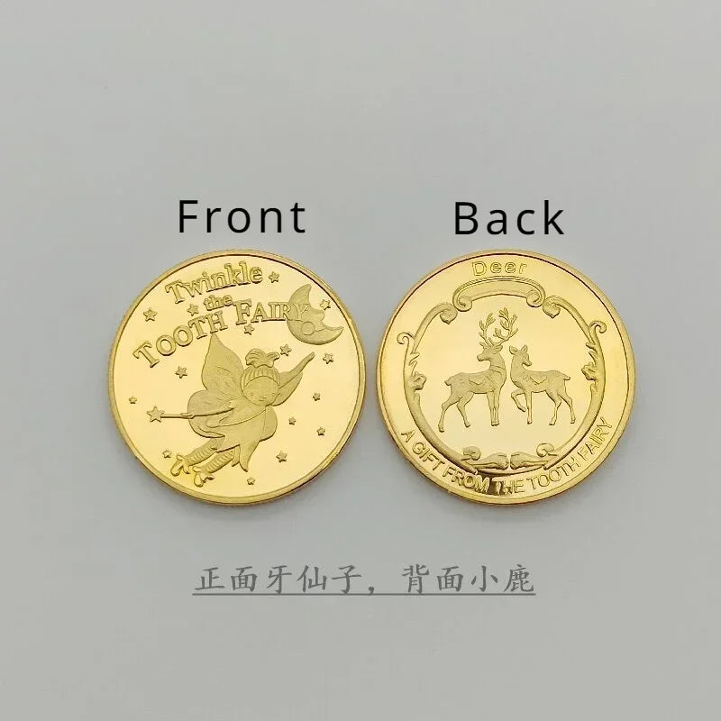 Tooth Fairy Gold Plated Commemorative Coin Creative Kids Tooth Change Gifts Physical Metal Coin Crypto Commemorative Coin