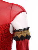 Circus Ringmaster Sequin Striped Bodysuit & Metallic Gloves 2-Piece Stage Costume Set