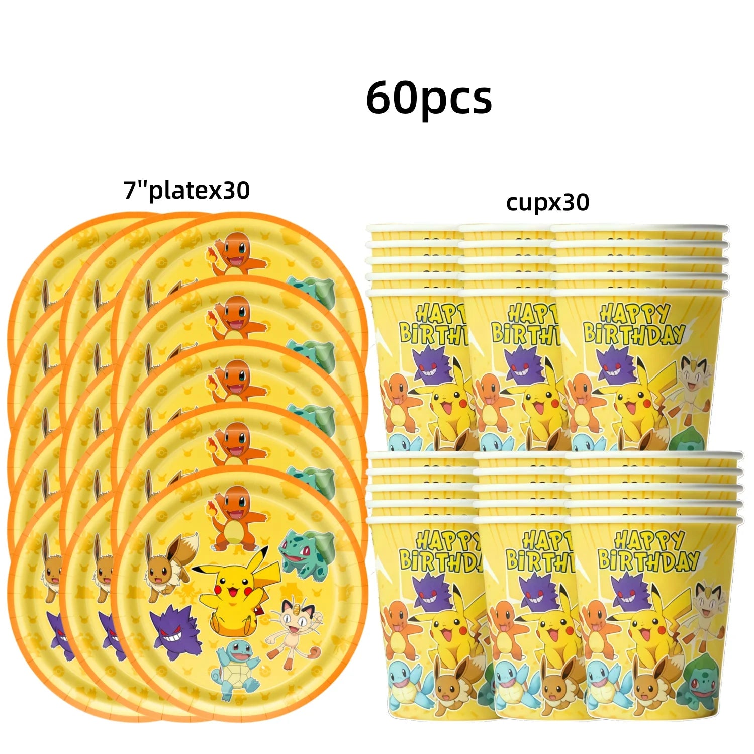 30people Pokemon Party Birthday Decoration Set Pokemon Party Plates and Cup Pikachu Paper Cup Pikachu Party Favours Supplies - Big Tim's Magic Emporium