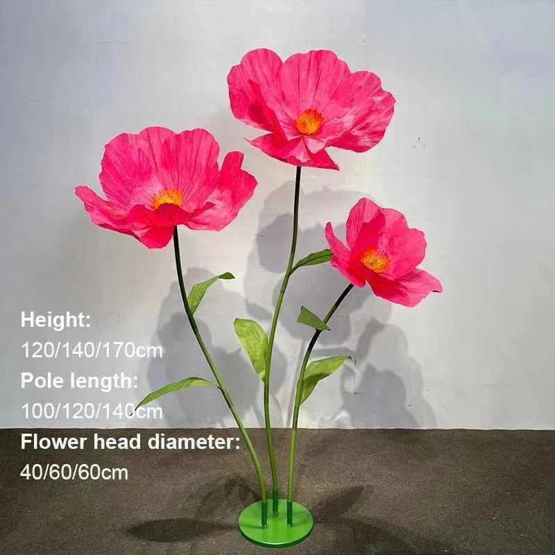 Wedding Artificial Flowers Paper Poppy Flower Wall Garden Decoration Photography Props Window Display Party Supplies Home Decor