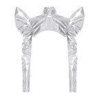 Metallic Shoulder Armor Shrug Crop Top & Sleeves Futuristic Pauldron Stage Costume